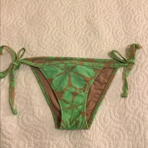 Green and brown flower pattern bikini bottoms
